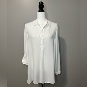 Pleione Hi-Lo Long Sleeve Collared Tunic Blouse